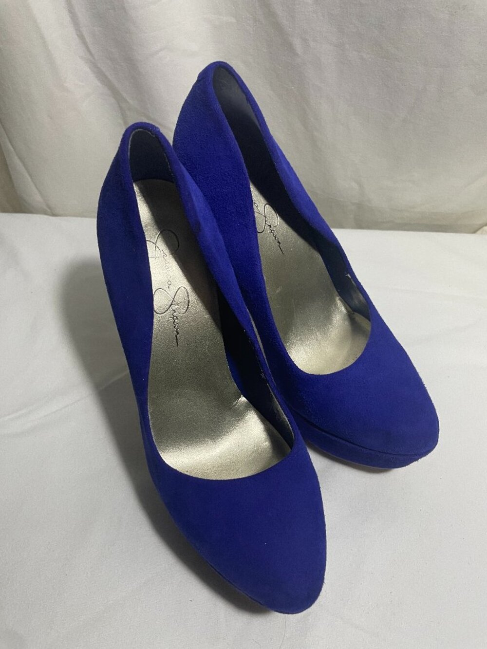 Jessica Simpson Waleo Blue Suede Platform Stiletto Pumps Women's Size 8.5B